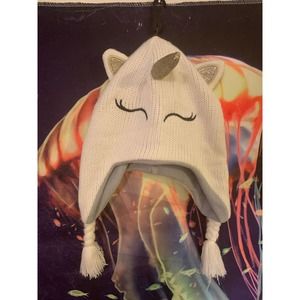 NWOT White Unicorn Kids One Size Beanie Hat